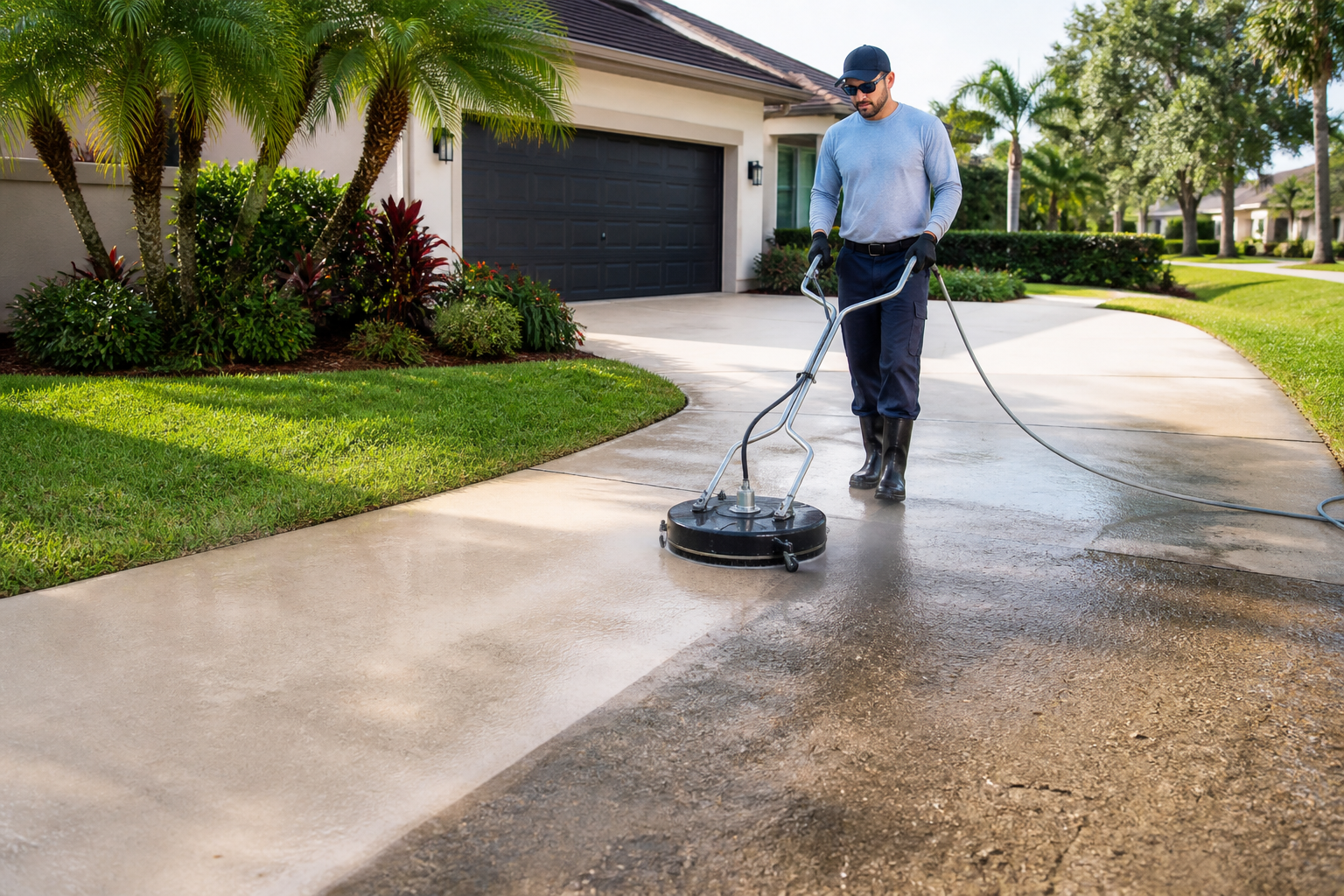 Professional driveway pressure cleaning